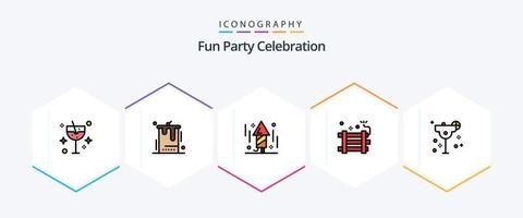 Party 25 FilledLine icon pack including party bomb. explosive. wedding. dynamite. rocket vector