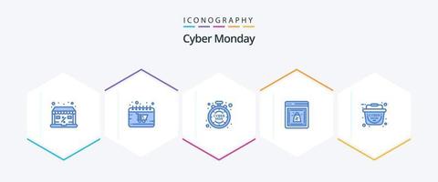 Cyber Monday 25 Blue icon pack including basket. shop. shop. cyber. time vector