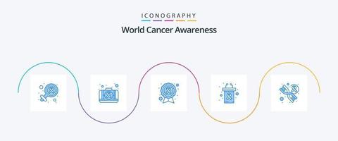 World Cancer Awareness Blue 5 Icon Pack Including dna. rostrum. awareness ribbon. presentation. disease vector