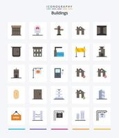 edificios creativos 25 paquete de iconos planos como puerta. edificios firmar. construcción. edificio vector