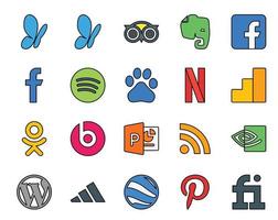 20 Social Media Icon Pack Including google earth cms google analytics wordpress rss vector