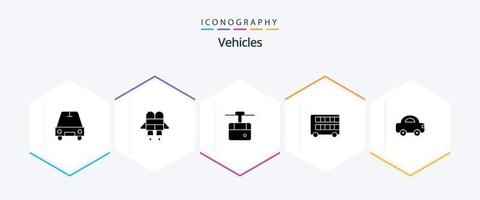 paquete de iconos de 25 glifos de vehículos que incluye vehículos. auto. transporte. automóvil. Londres vector