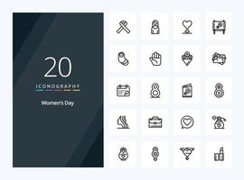 20 Womens Day Outline icon for presentation vector