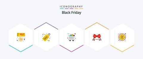 Black Friday 25 Flat icon pack including discount. ribbon. gifts. friday. shopping vector