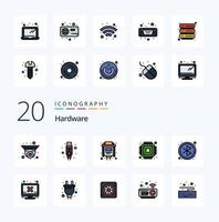 20 Hardware Line Filled Color icon Pack like hardware searching port circle microchip vector