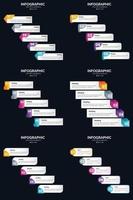 plantilla de diapositiva de presentación del paquete de infografías vectoriales 6 diagramas de ciclo de 5 pasos y líneas de tiempo vector