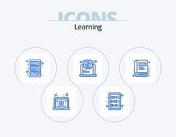 Learning Blue Icon Pack 5 Icon Design. education. book. doc. think. learning vector