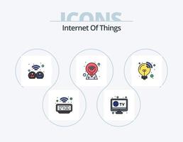 internet de las cosas paquete de iconos llenos de línea 5 diseño de iconos. charlar. ciencia. onda wifi. antena parabólica. alfiler de mapa vector