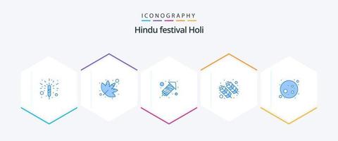 Holi 25 Blue icon pack including . moon. celebration. full moon. india vector