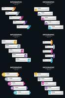 plantilla de diapositiva de presentación del paquete de infografías vectoriales 6 diagramas de ciclo de 5 pasos y líneas de tiempo vector