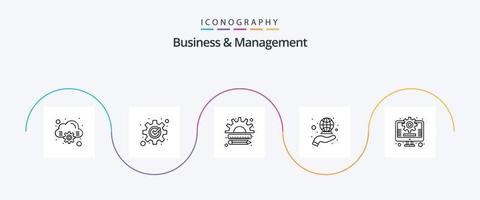 Business And Management Line 5 Icon Pack Including management. marketing. creative. international. coverage vector