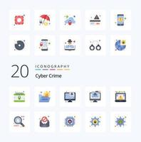 20 Cyber Crime Flat Color icon Pack like  data computer cyber computer vector