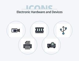 diseño de iconos del paquete de iconos llenos de línea de dispositivos 5. . Wifi. imprimir. señal. RSS vector