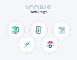 Web Design Flat Icon Pack 5 Icon Design. error. mobile. digital. development. app vector