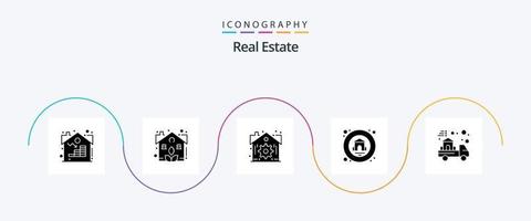 Real Estate Glyph 5 Icon Pack Including real. estate. estate. delivery. house vector