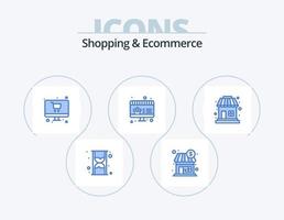 compras y comercio electrónico paquete de iconos azules 5 diseño de iconos. venta. comercio. en línea. compras. en línea vector