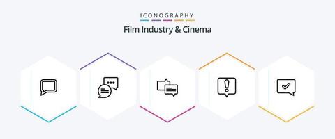 paquete de iconos de 25 líneas de cenima que incluye . éxito. mensaje. discurso. aprobar vector