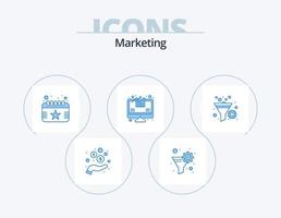 diseño de iconos del paquete de iconos azules de marketing 5. clasificar. filtrar. calendario. crecimiento. análisis vector