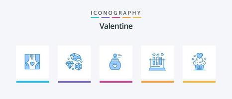 Valentine Blue 5 Icon Pack Including heart. lab. wedding. tube. aroma. Creative Icons Design vector