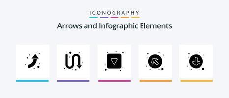 Arrow Glyph 5 Icon Pack Including down. arrows. arrow. left up. arrows. Creative Icons Design vector