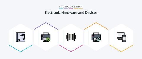 Devices 25 FilledLine icon pack including hardware. devices. gadget. computers. instrument vector