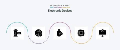 Devices Glyph 5 Icon Pack Including gadget. computers. gadget. chip. remove vector