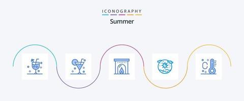 paquete de iconos azul verano 5 que incluye . tierra. verano. sol vector