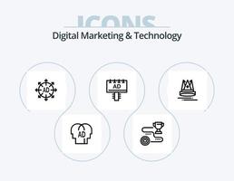 Digital Marketing And Technology Line Icon Pack 5 Icon Design. atoumation. marketing. promotoin. digital. peturning vector