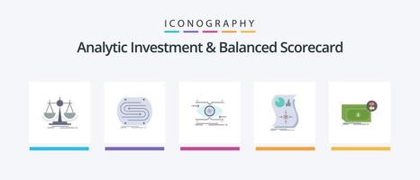 paquete de iconos plano 5 de inversión analítica y cuadro de mando integral que incluye relación. Estimacion. fósforo. visión. enfocar. diseño de iconos creativos vector