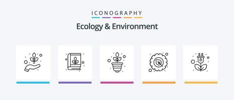 paquete de iconos de la línea 5 de ecología y medio ambiente que incluye hoja. planta. ambiente. hojas. planta. diseño de iconos creativos vector