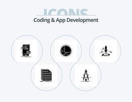 Coding And App Development Glyph Icon Pack 5 Icon Design. connection. worldwide. refinement. developer. mobile vector