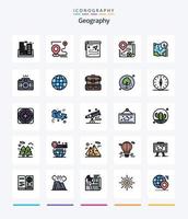 Creative Geo Graphy 25 Line FIlled icon pack  Such As gps. map. destination. cancel. target vector