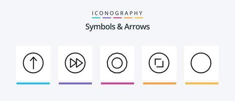 paquete de iconos de línea 5 de símbolos y flechas que incluye dirección. flechas firmar. zoom. círculo. diseño de iconos creativos vector