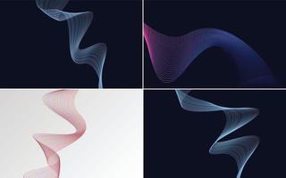 conjunto de 4 líneas de ondas abstractas de fondo de patrón de onda geométrica vector