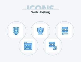 Web Hosting Blue Icon Pack 5 Icon Design. wrench. server. proxy. shield. protect vector