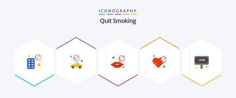 Quit Smoking 25 Flat icon pack including pressure. blood. car. women. tobacco smoking vector