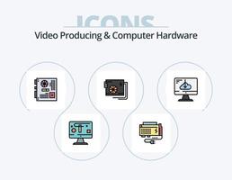 Video Producing And Computer Hardware Line Filled Icon Pack 5 Icon Design. computer. apc. key. fan. cooler vector