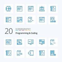 20 Programming And Coding Blue Color icon Pack like development coding development html develop vector