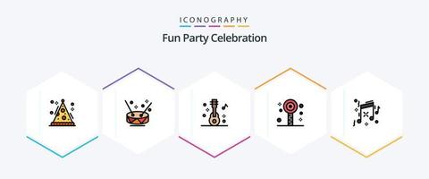 paquete de iconos de línea completa de fiesta 25 que incluye música. verano. audio. fiesta. divertido vector