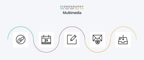 paquete de iconos de línea multimedia 5 que incluye . escribir. recibir. correo vector