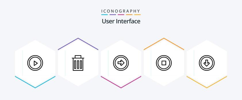 paquete de iconos de 25 líneas de la interfaz de usuario, incluido el usuario. flecha. botón. usuario. interfaz vector