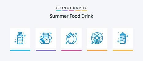 Summer Food Drink Blue 5 Icon Pack Including summer. drink. pack. donut. food. Creative Icons Design vector