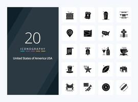 20 Usa Solid Glyph icon for presentation vector