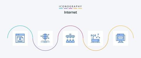 paquete de iconos azul de Internet 5 que incluye diario. comunicaciones red. red. hardware vector