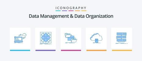 Data Management And Data Organization Blue 5 Icon Pack Including document. cloud. matrix. copy. management. Creative Icons Design vector