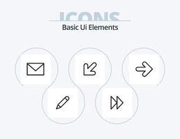 Basic Ui Elements Line Icon Pack 5 Icon Design. forward. arrow. media. left. vector