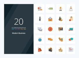 20 iconos de color plano de negocios modernos para presentación vector