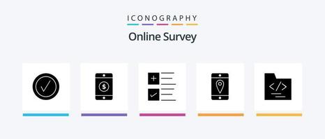 Online Survey Glyph 5 Icon Pack Including . location . mobile . business. Creative Icons Design vector