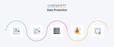 paquete de iconos de 5 planos de protección de datos que incluye seguridad. campana. seguridad. alarma. servidor vector