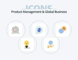 gestión de productos y paquete de iconos planos de negocios globales 5 diseño de iconos. global. global. negocio. red de negocios. devolver vector